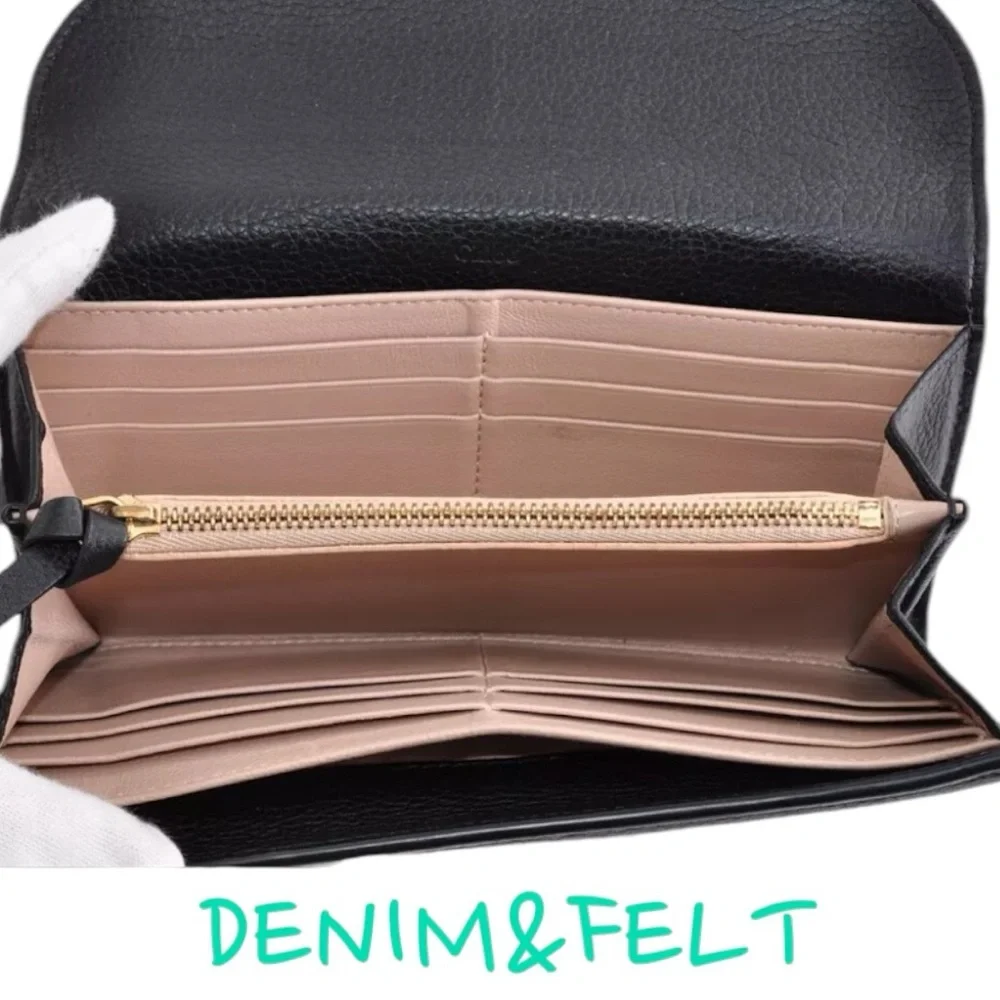 🖤🤎Chloe Georgia Black/Beige Leather Long Wallet w/ Flap |‎ PRELOVED! EUC!!🖤🤎